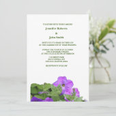 Paarse Bloemen Salie Groene Violet Bloemen Bruilof Kaart (Staand voorkant)