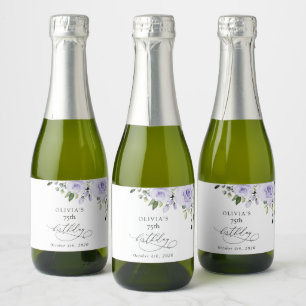 Paarse Bloemen, Sering Bloemen, Boho, Verjaardag Sparkling Wijnetiket