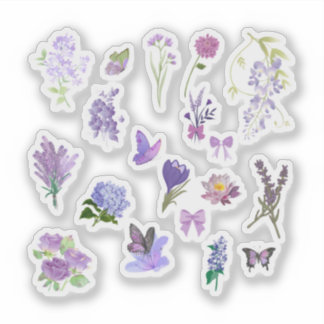 Paarse Bloemen Stickerpakket Sticker