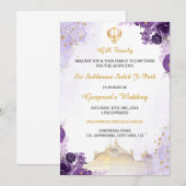 Paarse Bloemen Sukhmani Sahib Path Invitation Kaar Kaart (Voorkant / Achterkant)