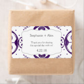 Paarse Bloemen Swirl Bruiloft Water Fles Favor Etiket (Insitu)