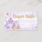 Paarse Bloemen Tea Party Baby shower Luier Raffle Informatiekaartje (Voorkant)