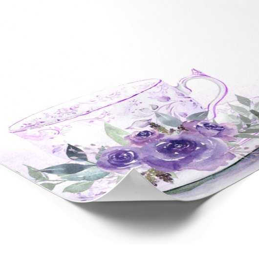 Paarse Bloemen Thee Pass de Prijs Bruidsspelen Poster (Hoek)