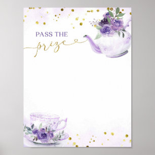Paarse Bloemen Thee Pass de Prijs Bruidsspelen Poster