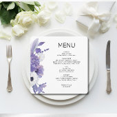 Paarse Bloemen Trouwen Flat Menu Kaart