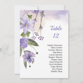 Paarse Bloemen Trouwtafel Zitting Grafiek Kaart (Voorkant)