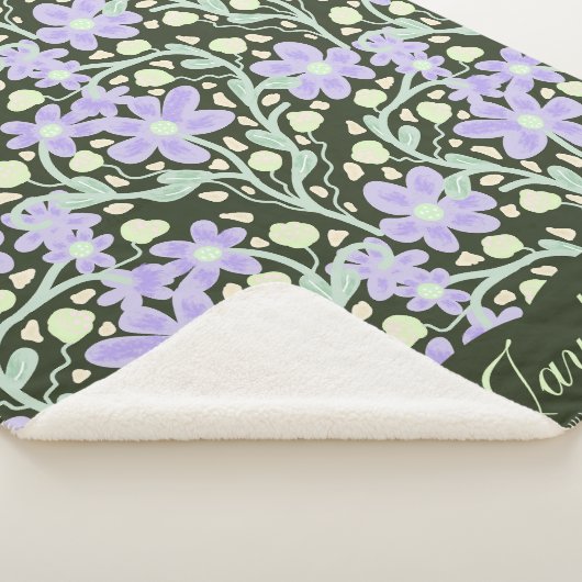 Paarse bloemen tussen de wijnstokken sherpa deken (3/4)