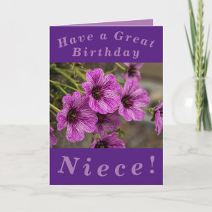 Paarse Bloemen Verjaardag Kaart voor Niece