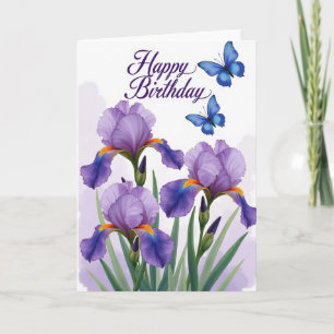 Paarse Bloemen Verjaardagskaart Kaart