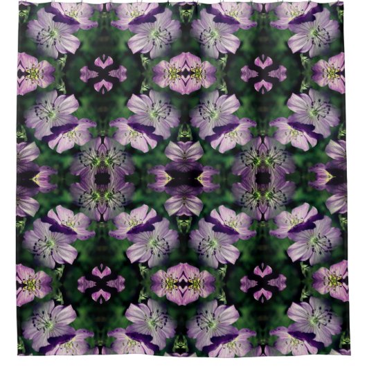 Paarse bloemen vermenigvuldigd Abstract patroon Douchegordijn (Voorkant)