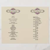 Paarse Bloemen Vintage Trouwprogramma (Achterkant)