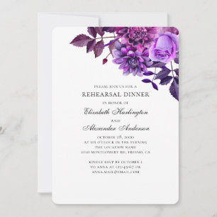 Paarse bloemen. Violet bloemenrepetitie diner Kaart