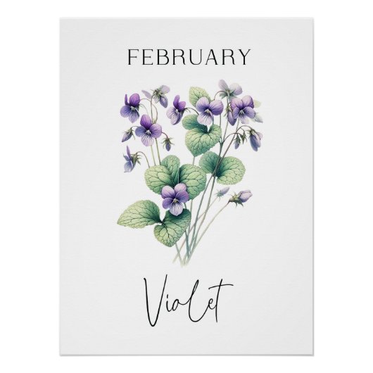 Paarse bloemen voor februari geboortemaand perfect poster (Voorkant)