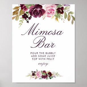 paarse bloemen vrijgezellenfeest mimosa staafteken poster