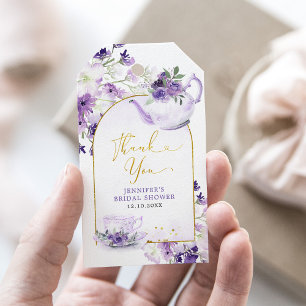 Paarse Bloemen Vrijgezellenfeest Thee Dank u Label Cadeaulabel