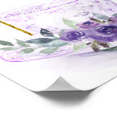 Paarse Bloemen Vrijgezellenfeest Thee Welkomstbord Poster (Hoek)