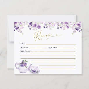 Paarse Bloemen Vrijgezellenfeest Theerecept Kaart