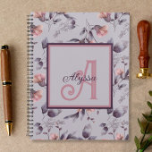 Paarse Bloemen Vrouwelijke Monogrammed Initiaal &  Planner