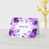 Paarse Bloemen Waterverf BEDANKT CUSTOM Kaart (Gele Bloem)