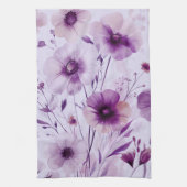 Paarse bloemen Waterverf bloeit elegant Theedoek (Verticaal)