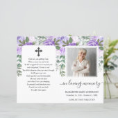 Paarse Bloemen Waterverf Foto Begrafenisprogramma (Staand voorkant)