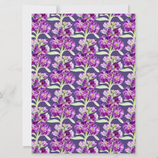 Paarse bloemen waterverf kunst bruiloft kaart (Achterkant)