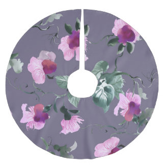 Paarse bloemen: waterverf naadloos patroon. kerstboom rok