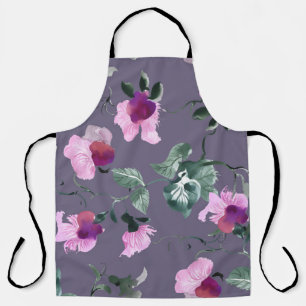 Paarse bloemen: waterverf naadloos patroon. schort