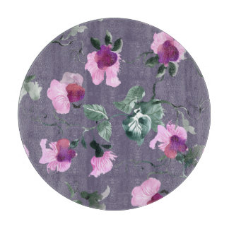 Paarse bloemen: waterverf naadloos patroon. snijplank