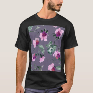 Paarse bloemen: waterverf naadloos patroon. t-shirt