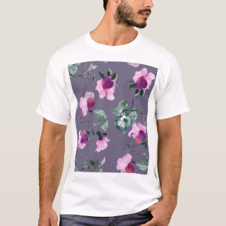 Paarse bloemen: waterverf naadloos patroon. t-shirt