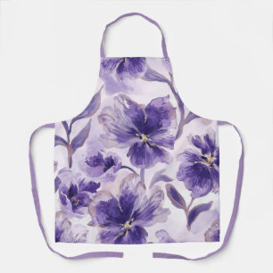 Paarse Bloemen Waterverf Paarse Bloemen Geschilder Schort