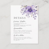 Paarse Bloemen Waterverf Trouwdetails Informatiekaartje (Voorkant)