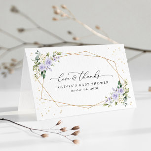 Paarse bloemen, witte bloemen, Boho, Baby shower Bedankkaart