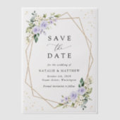 Paarse bloemen, witte bloemen, Boho, Bewaar de dat Vellum Uitnodigingen (Voorkant)