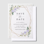 Paarse bloemen, witte bloemen, Boho, Bewaar de dat Vellum Uitnodigingen (Offset)