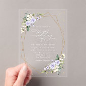 Paarse bloemen, witte bloemen, boho, bruiloft acryl uitnodigingen (Insitu (Draagbaar))