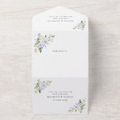Paarse bloemen, witte bloemen, boho, bruiloft all in one uitnodiging (Buitenkant)