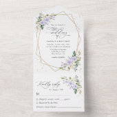 Paarse bloemen, witte bloemen, boho, bruiloft all in one uitnodiging (Binnen)