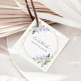 Paarse bloemen, witte bloemen, boho, bruiloft bedankjes labels