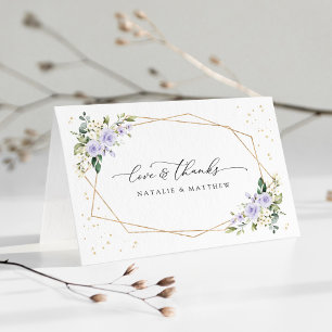 Paarse bloemen, witte bloemen, boho, bruiloft bedankkaart