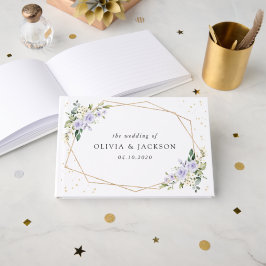 Paarse bloemen, witte bloemen, boho, bruiloft gastenboek