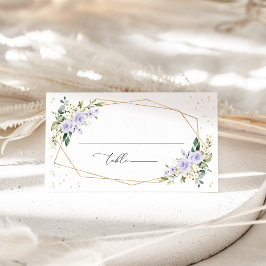 Paarse bloemen, witte bloemen, boho, bruiloft plaatskaartje