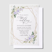 Paarse bloemen, witte bloemen, boho, bruiloft vellum uitnodigingen (Offset)