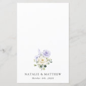 Paarse bloemen, witte bloemen, boho, huwelijksmenu (Achterkant)
