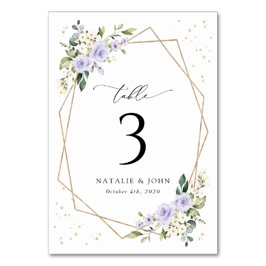 Paarse bloemen, witte bloemen, boho, tafelnummers (Voorkant)