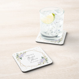 Paarse bloemen, witte bloemen, Boho, Vrijgezellenf Bier Onderzetter