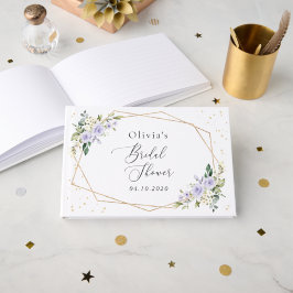 Paarse bloemen, witte bloemen, Boho, Vrijgezellenf Gastenboek