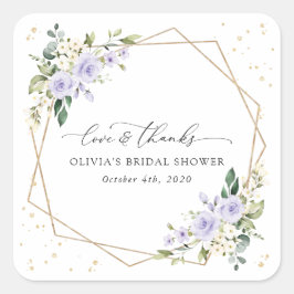 Paarse bloemen, witte bloemen, Boho, Vrijgezellenf Vierkante Sticker