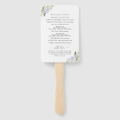 Paarse bloemen, witte bloemen, huwelijksprogramma handwaaier (Achterkant)